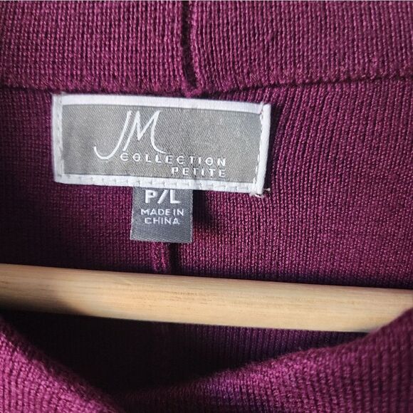 Jm Collection Purple Assymetrical Broached 3/4 Sleeve Sweater - Picture 5 of 13